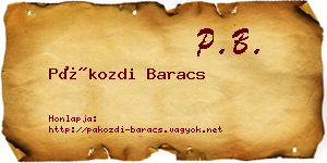 Pákozdi Baracs névjegykártya